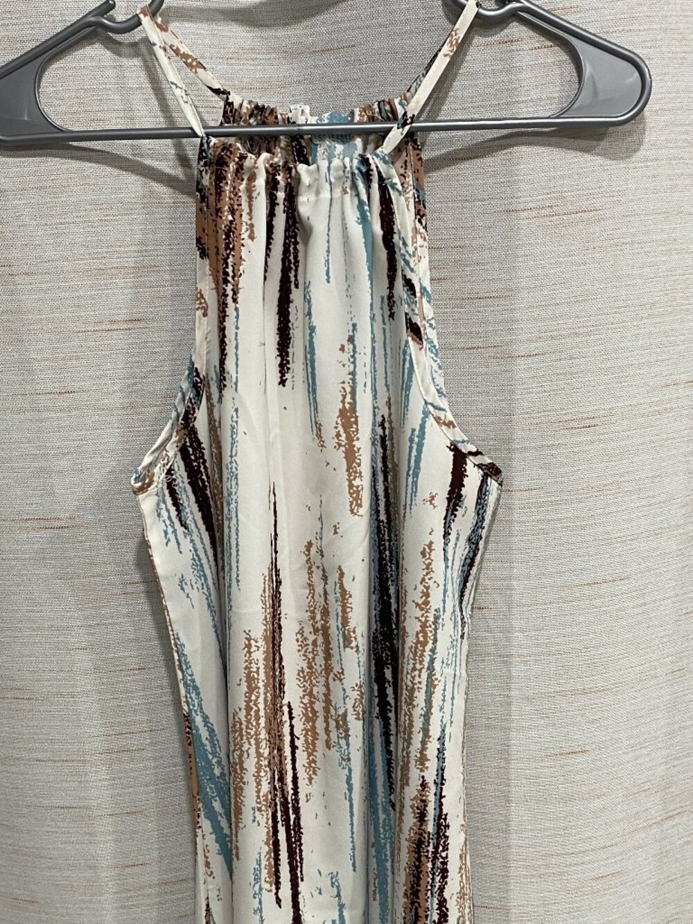 Dress White Brown Blue Medium Womens (292)